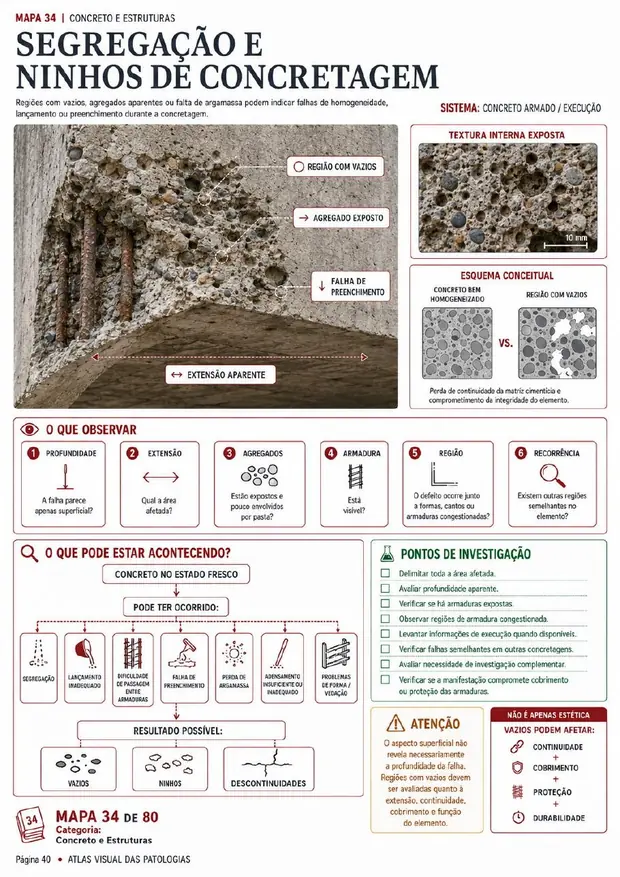 Mapa visual 34 — Segregação e ninhos de concretagem