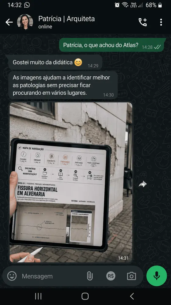 Depoimento de cliente 7 sobre o Atlas Visual das Patologias